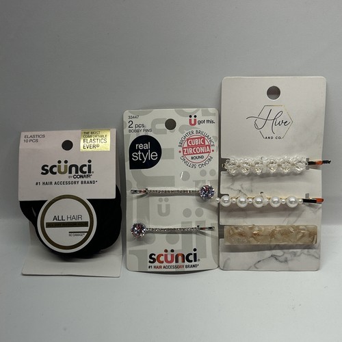Scunci Real Style Cubic Zirconia Bobby Pins & Elastics - Picture 3 of 19