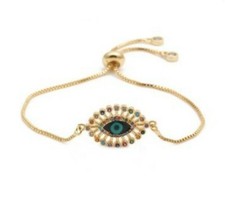 18k Gold filled evil eye bracelet With Adjustable Knot To Fit All Hands