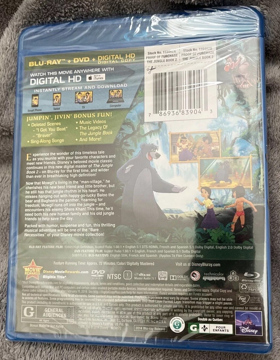 Disney's THE JUNGLE BOOK 2 Bluray + DVD. BRAND NEW SEALED