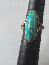 Beautiful Native American Signed C C 925 Sterling Silver Turquoise Ring Size 5