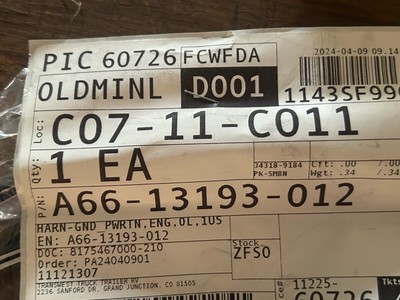 A66-13193-012 Engine Control Wiring Harness Harn Gnd Pwrtn