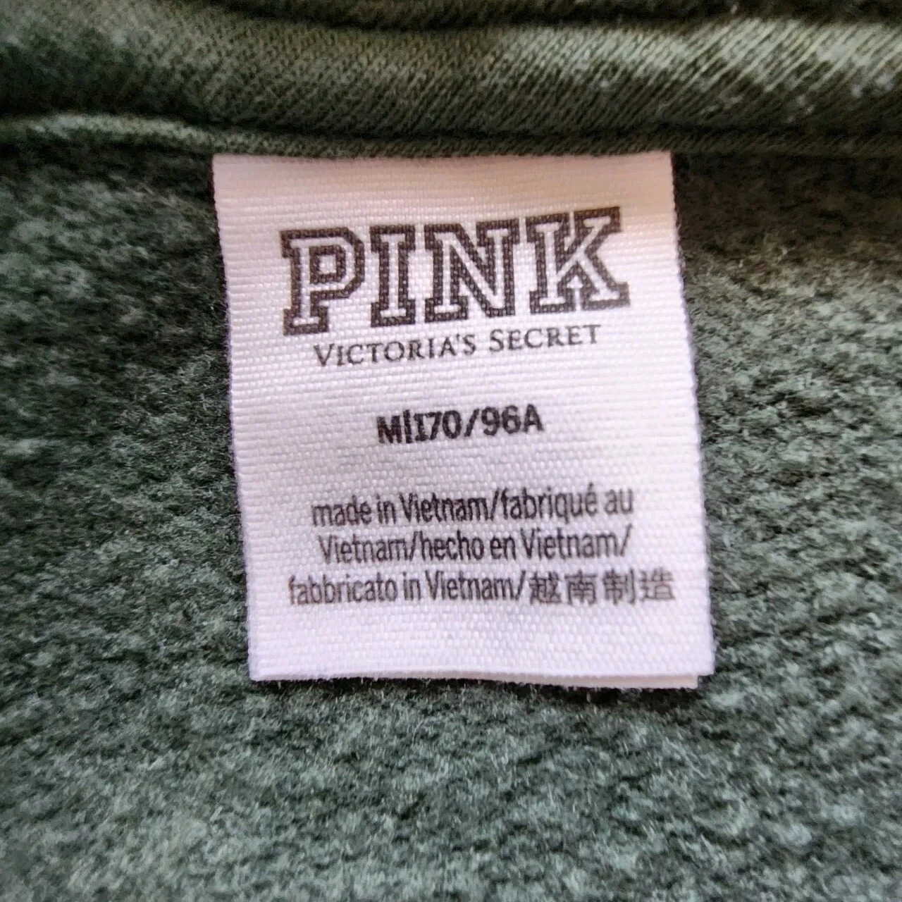 VETEMENTS Felpa con cappuccio Victoria's Secret ROSA Campus Donna Taglia M Oliva Cerniera Intera Grande Incantesimo Y2K