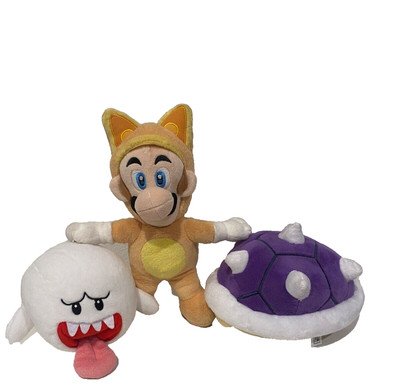 Plush Lot 3 Mario Kart Fuel Exclusive Purple Spike Shell ,Gost,Yellow Luigi