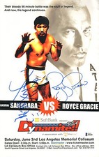 Kazushi Sakuraba Royce Gracie Signed 2007 Dynamite MMA 11x17 Poster BAS COA