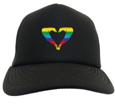 Rainbow Heart Hands - LGBTQ Love Pride Gay Lesbian Two Tone Trucker Hat