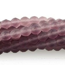 Amethyst Purple Matte- 25 8mm Faceted Round Czech Glass Fire Polish Beads