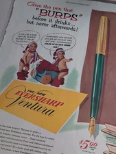 Vintage 1953 Eversharp Ventura Fountain Pen Give the Pen that Burps Magazine Ad