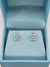 Very Cute Stud Earrings In 10k White Gold With 0.30 Ct Natural Genuine Diamonds