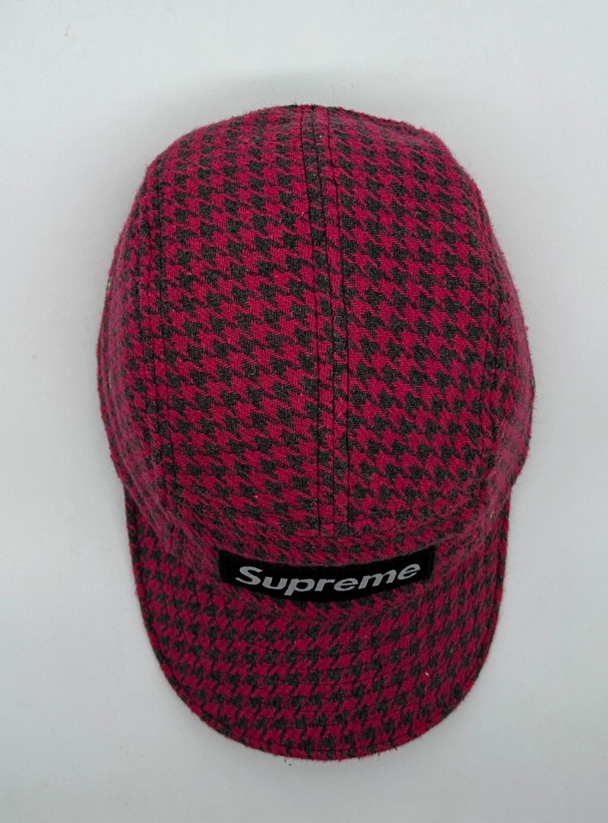 Supreme Vintage 2002 Pink Wool Box Logo Houndstooth Camp Cap Fat