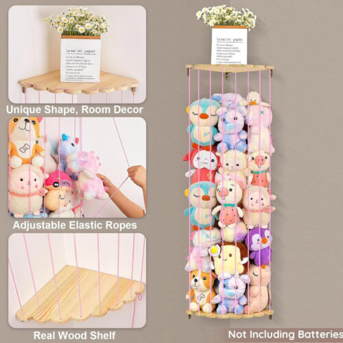 Stuffed Animal Storage Plush Organizer Wooden Holder Corner Adjustable Height