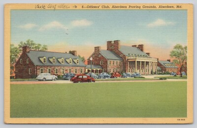 #ad Aberdeen Maryland Offer#x27;s Club Aberdeen Proving Grounds Linen Postcard Posted $4.04