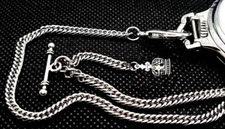 12 Inches Long Pocket Watch Chain with Ornate Tibetan CROWN Fob