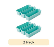 Mainstays Drawer Organizer Bins 6 Pack Flexible Plastic Green 10.4 x 3.2 x 2.9