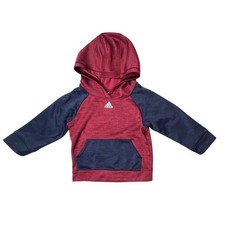 Adidas Melange  Fleece Blue Red Hooded Pullover Top 2T Toddler Hoodie Sportswear