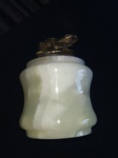 Vintage Onyx Marble Table Lighter with Gold-tone Metal Top