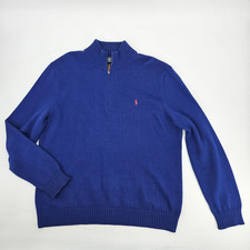 Vintage Polo Ralph Lauren 1/4 Zip Men's Sweater Size XXL Blue Red Logo Knit