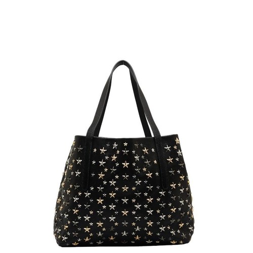 Jimmy Choo Sofia M Tote Star Studs Leather Black Womens Studded Inner Zip Pocket