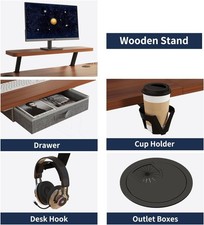 Electric Standing Desk with Drawer, 140x60cm Height Adjustable Sit Stand Up Desk — image 3