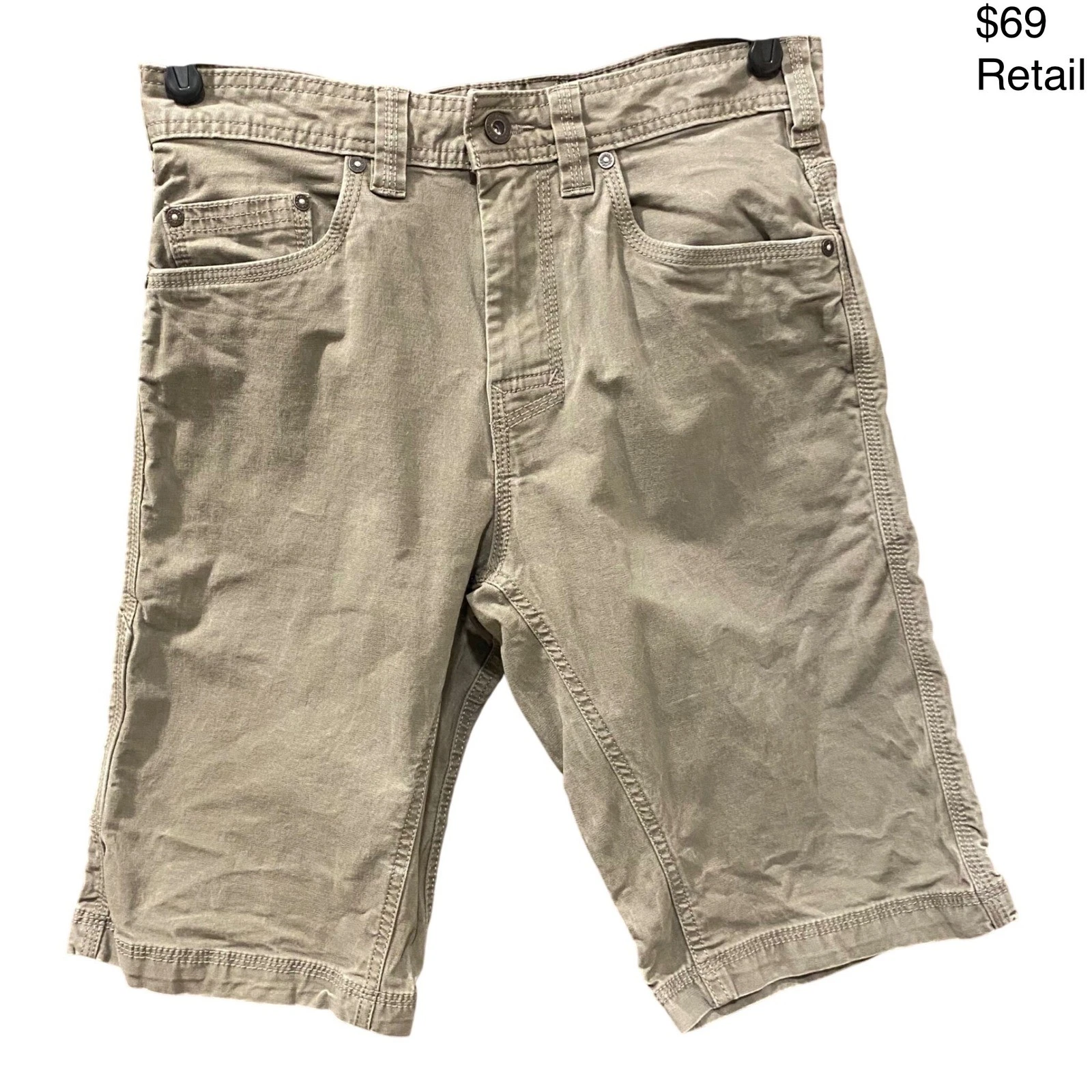 PRANA Men Bronson Shorts Size 30Wx11L Canvas Organic Cotton Gorpcore Hike Rugged