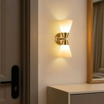 Set of Two Wall Lights Luxury Alabaster Wall Sconce Light LED Indoor Decoration