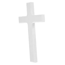 8.26 Inch White Wooden Wall Cross, Hanging Ornament, Church, Home Decor, Art