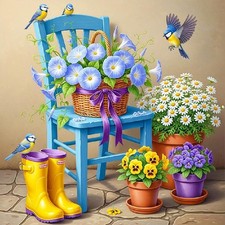 Diamond Painting Kit Flowers 5D DIY Full Round Diamond Art Bead Painting, Perfec
