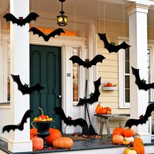 Halloween Hanging Bats for 12PCS 3D Halloween Yard Outdoor Decoration