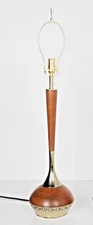 VTG MCM Teak Wood Laurel Lamp Co. Tony Paul Style Teak & brass Table lamp 60’s