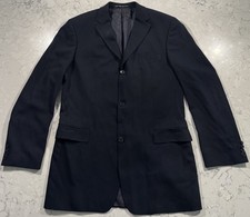 Hugo Boss Rossellini Movie Blazer Jacket Mens 42L Navy Blue Virgin Wool Made USA