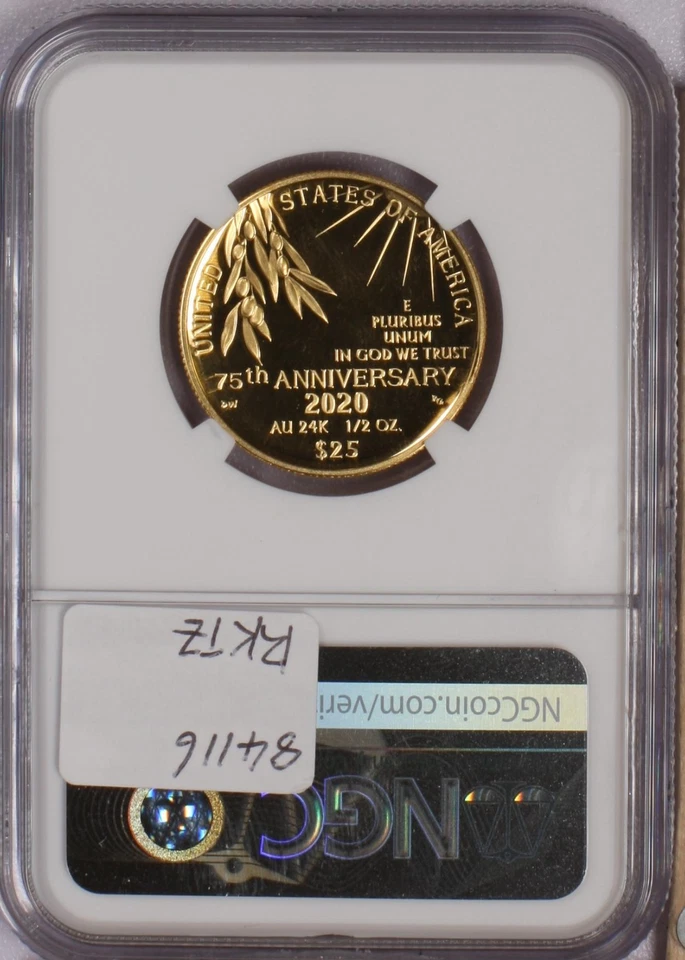 2020-W Gold 1/2 oz. End of World War II 75th Anniv. NGC PF69 Ultra Cameo - Image 2 of 2