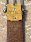 Linea Pelle Leather Studded Belt Sz Medium Solid Brass Horseshoe Buckle Western — photo 3