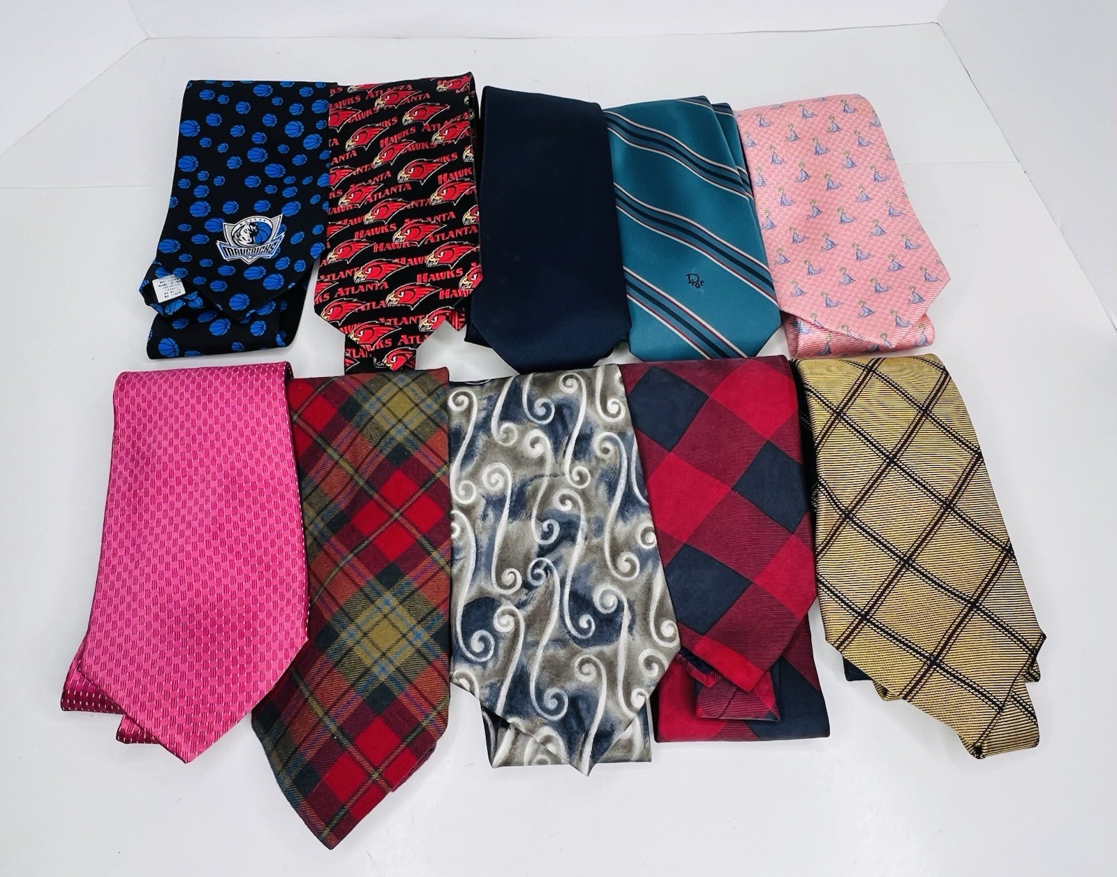 Lot of 10 Assorted Mens Neck Ties Dior George-Machado Hilfiger Travateur +More