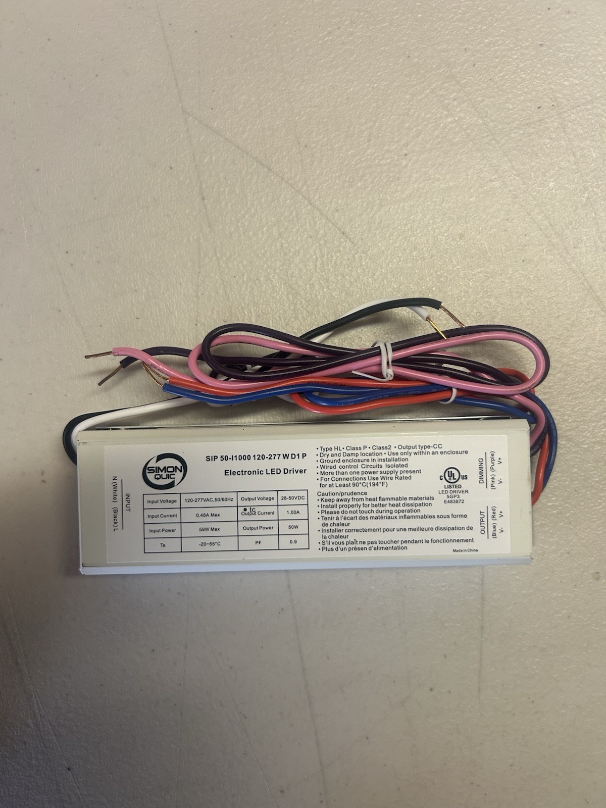 SIP 50-I1000 120-277 W D1 P Electronic LED Driver