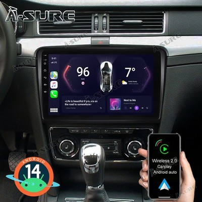 Carplay Android 14 Autoradio 2+32G GPS Navi BT Für Skoda Superb 2 II 3T4 2008-15