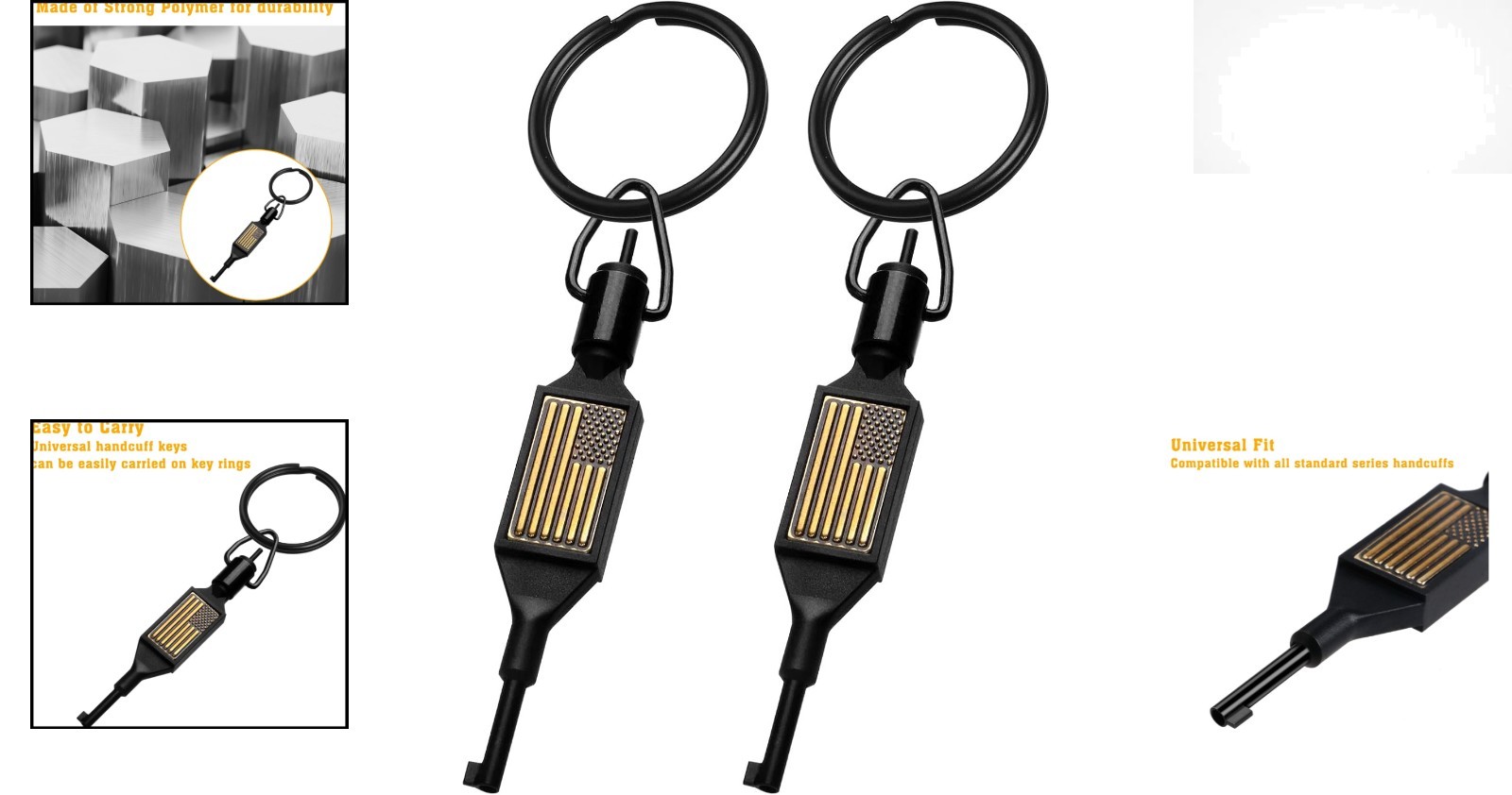 Flat Swivel Handcuff Key - Universal Cuff Key with Detachable Keyring (2 Pack)