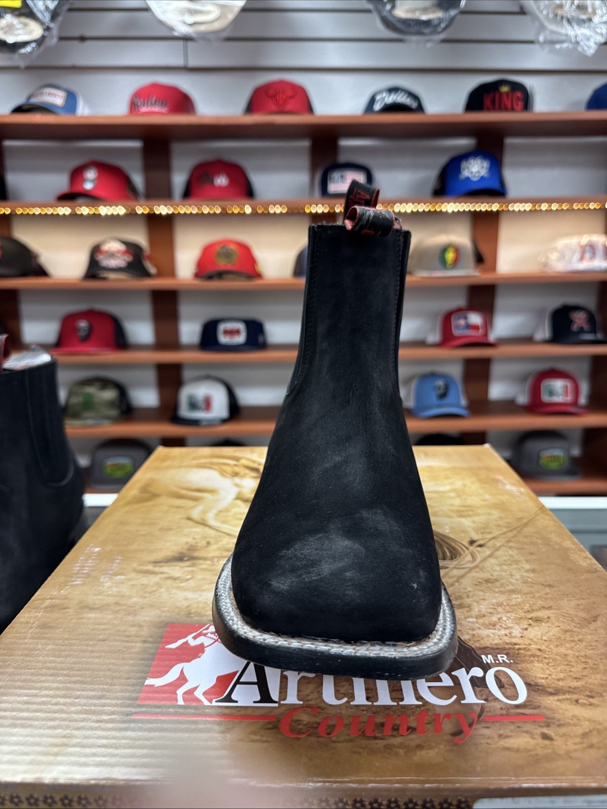Artillero Hombre Botín Tejano H21 Suela Cuero Nubuck Negro Talla 10.5