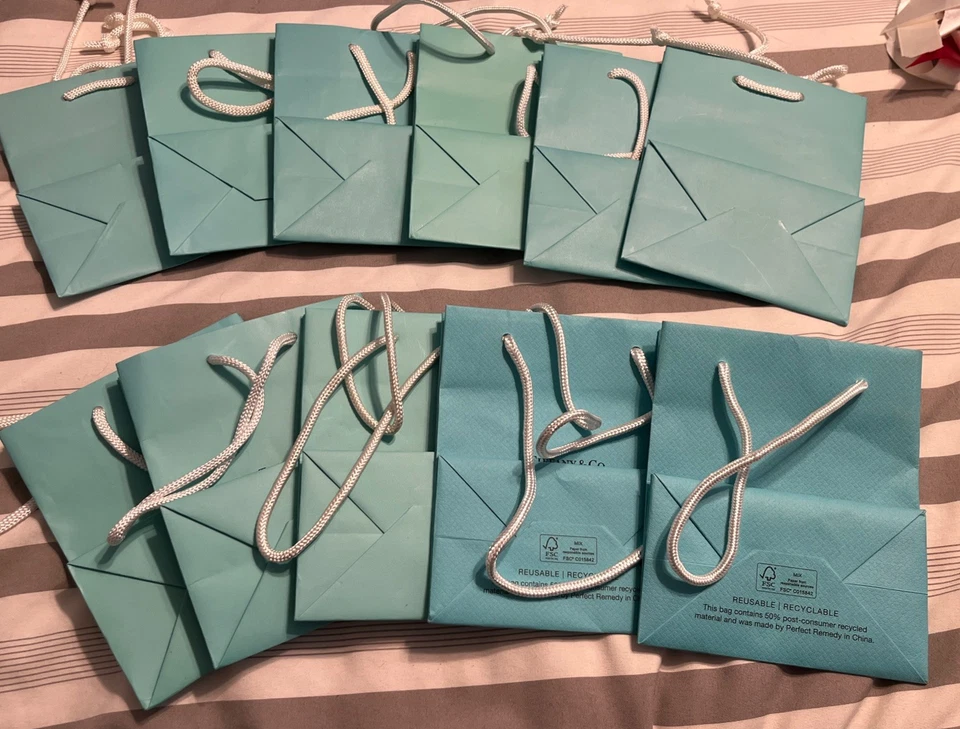 TIFFANY & Co. Packaging 5x6x3” small blue Paper Gift Shopping Bag Lot of 11 - Image 4 of 4
