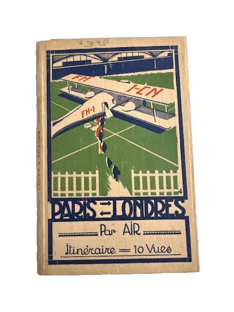 VINTAGE PARIS LONDRES PAR AIR FOLDOUT MAP - ART DECO FRENCH AVIATION GUIDE #689