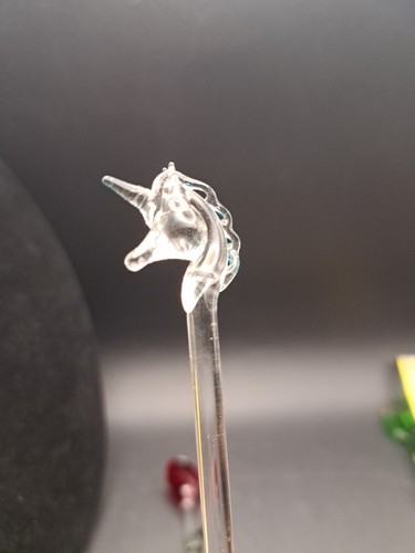 Vintage Cocktail Swizzle Sticks Drink Stirrers Blown Glass Bird Unicorn Flower 3 - Picture 9 of 14