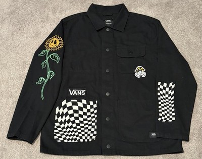 Vans Micro Dazed Drill Chore Coat Black Denim Jacket Men s Large Tyson Peterson