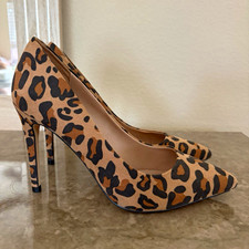 Vintage Y2K Suede Animal Leopard Print Pointed Stiletto Pumps 8.5