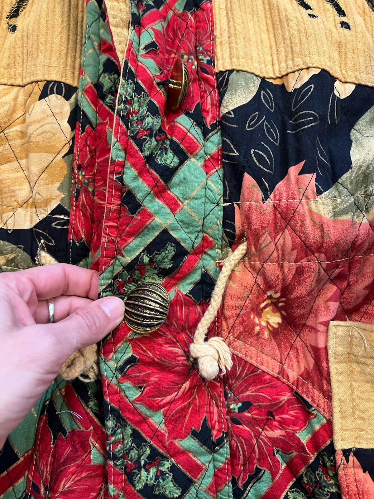 Vintage Handmade quilted Patch Work Jacket Made I… - image 3