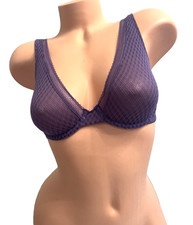 NWT 1 VICTORIA'S SECRET PURPLE MESH LACE WOMEN UNLINED DEMI LIGHTWEIGHT BRA 32DD