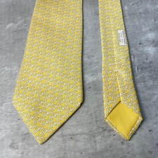 Hermes H Pattern Logo Silk Tie Yellow All-Over Logo Used