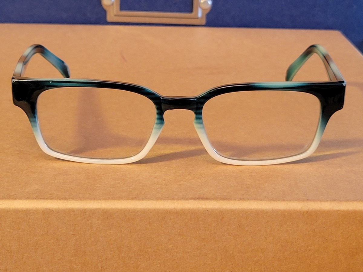 Zenni Optical Rectangular Eyeglass Frames Blue White Gradient Fade Model 120626 View 3