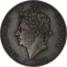 [#1306396] Great Britain, George IV, 1/2 Penny, 1827, London, Copper, AU, KM:692
