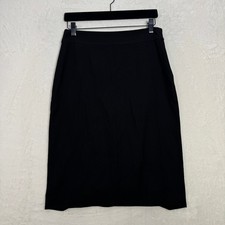 Ann Taylor Pencil Skirt Womens 2 Black Solid Knee Length Professional Career