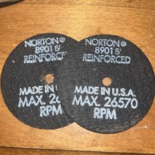 Lot Of 2 Norton&reg; 8901 5&rsquo; Reinforced CutOff Wheel--MAX 26,570 RPM