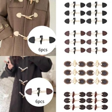 6Pcs Toggle Closure Replacement Sleek PU Leather Portable Horn Buttons Coat