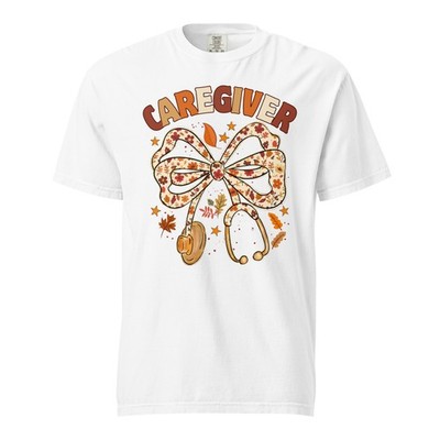Fall Caregiver Stethoscope heavyweight t-shirt Gift for Healthcare Worker